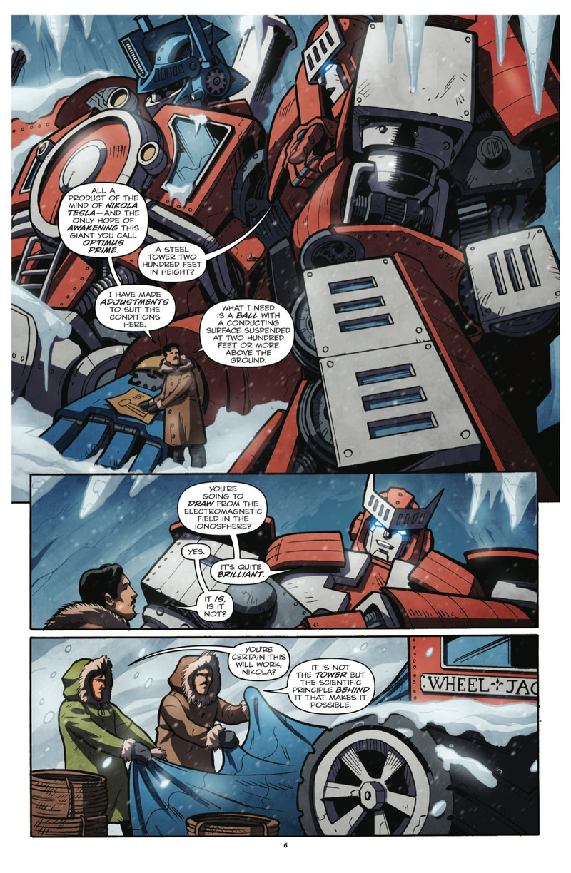 Illustration for article titled Remember when Nikola Tesla teamed up with Optimus Prime to battle Lovecraftian Decepticons?